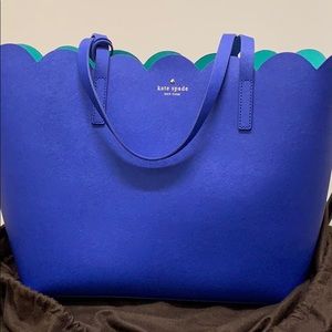 Kate Spade Scalloped Leather Tote - Blue & Green